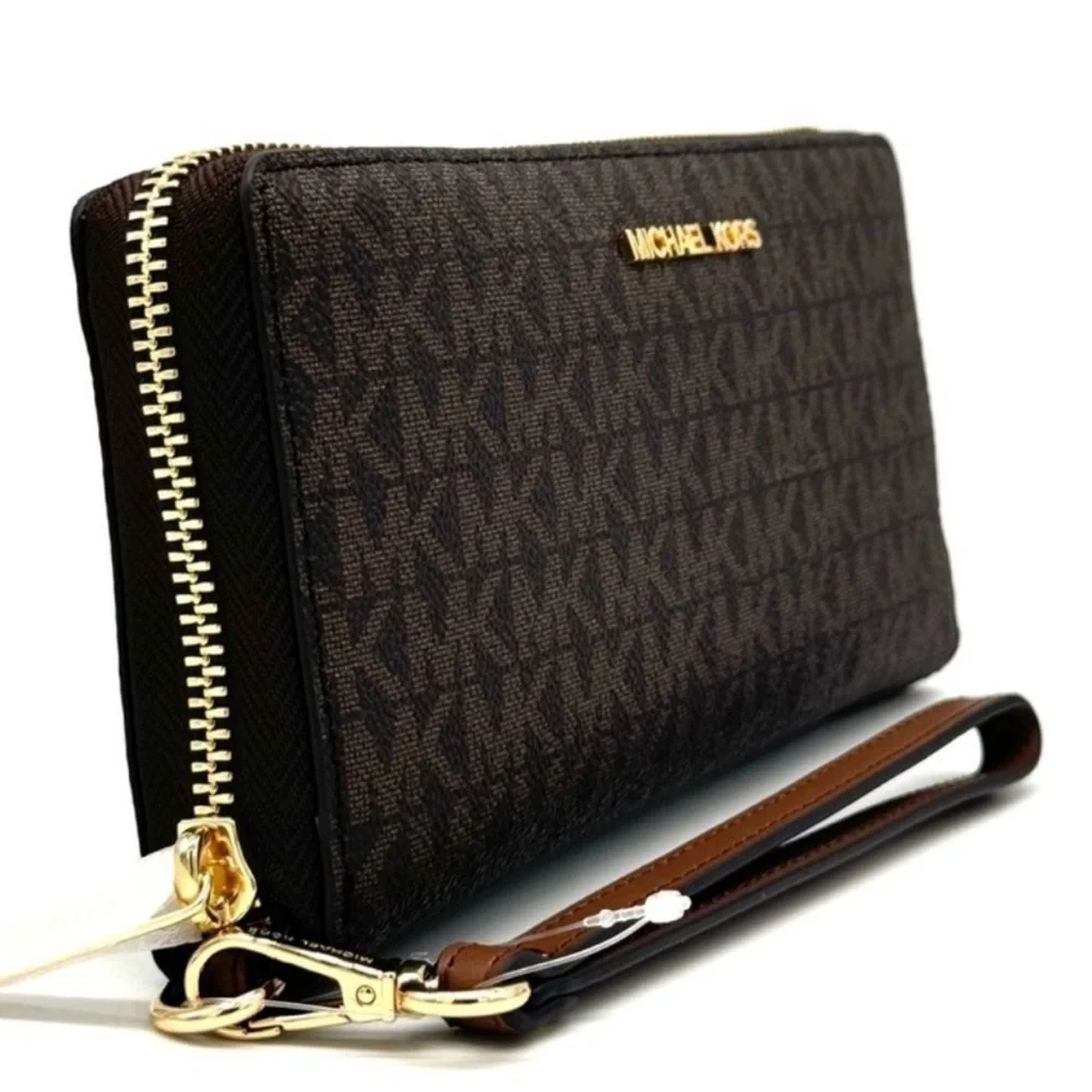 Michael Kors Large Jet Set Travel Chain Shoulder Bag & Continental Wallet Brown